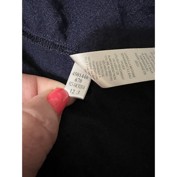 Chicos Size XS / 0 Open Front Blue Jacket Lace Lace Waterfall Roll Tab S… - Picture 6 of 8